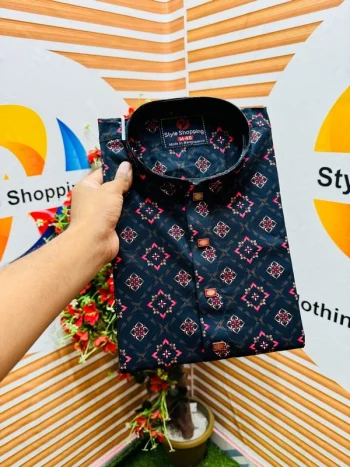 সুতি কাপড় ডিজিটাল প্রিন্ট পাঞ্জাবি (মেরুন ছাপা)