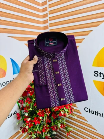 প্রিমিয়াম এমব্রয়ডারি সিকুয়েন্স পাঞ্জাবি (জাম কালার)